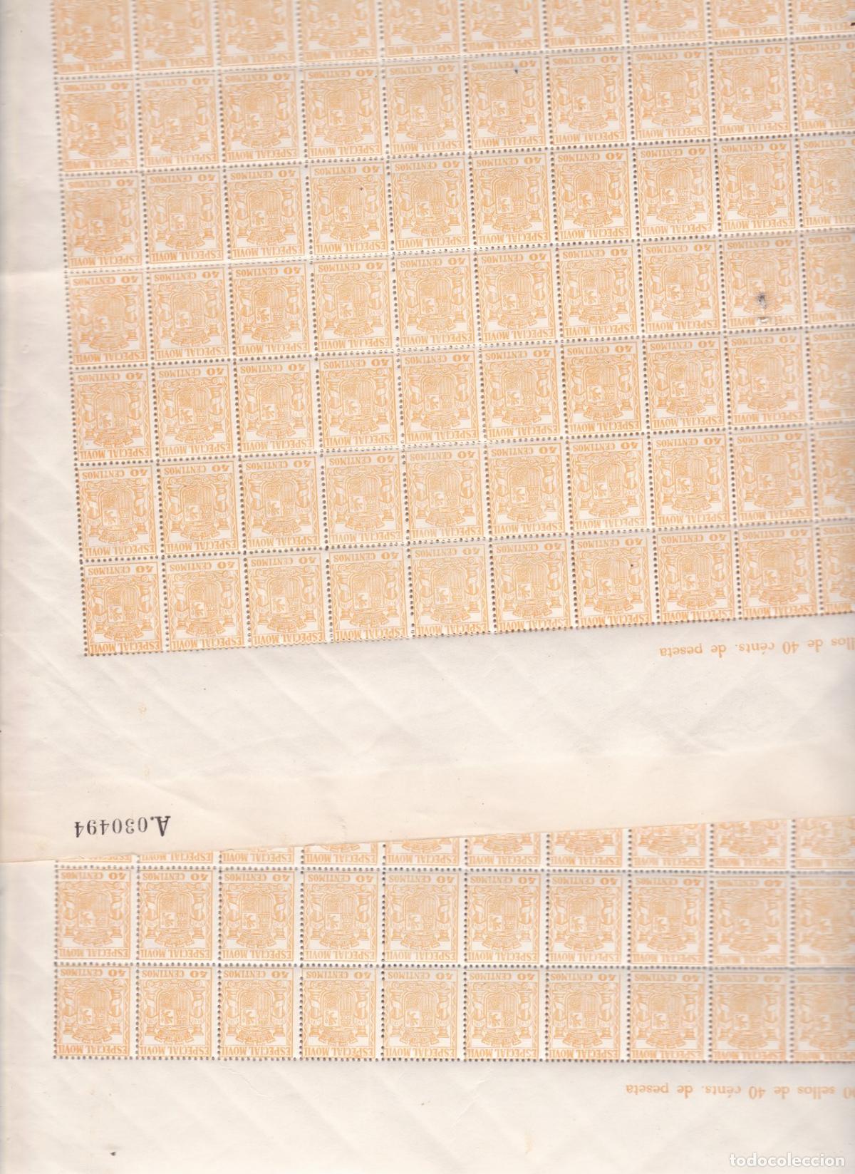 Sellos: GP53- FISCALES POSTALES . M&oacute;vil 40 Cts Edifil 56 x 600 Sellos en Hojas **Sin Fijasellos . VARIEDAD