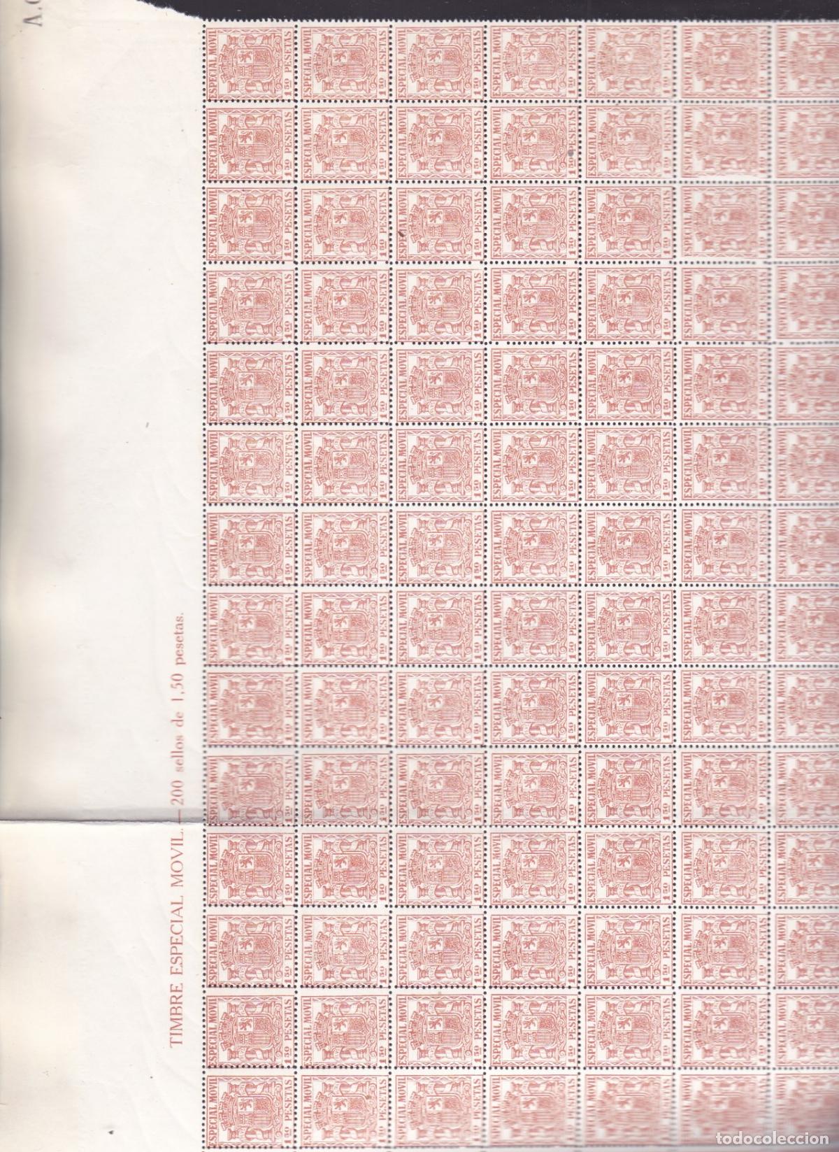 Sellos: GP55- FISCALES POSTALES . M&oacute;vil 1.50 Ptas Edifil 63 x 1.400 Sellos en Hojas **Sin Fijasellos .