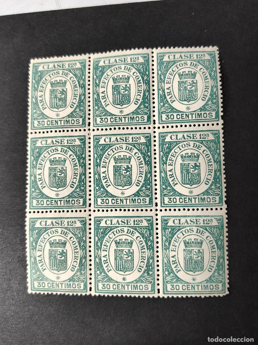 Sellos: Espa&ntilde;a 9 sellos Republica 30 cts 1932 timbre especial para efectos de comercio edifil 131 nuevo*
