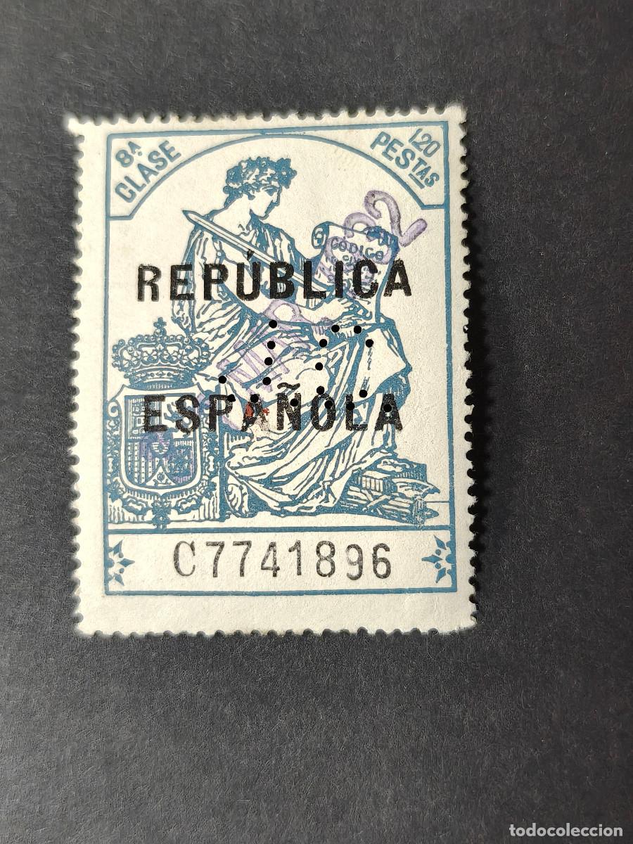 Sellos: Espa&ntilde;a sellos Republica 1.20 ptas 1931 timbre especial polizas para documentos edifil 612 usado obli