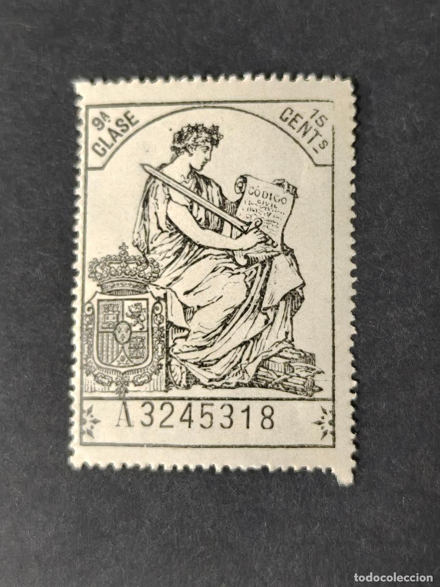 Sellos: Espa&ntilde;a sellos Alfonso XII 15 cts 1926 timbre especial polizas para documentos edifil 612 nuevos*