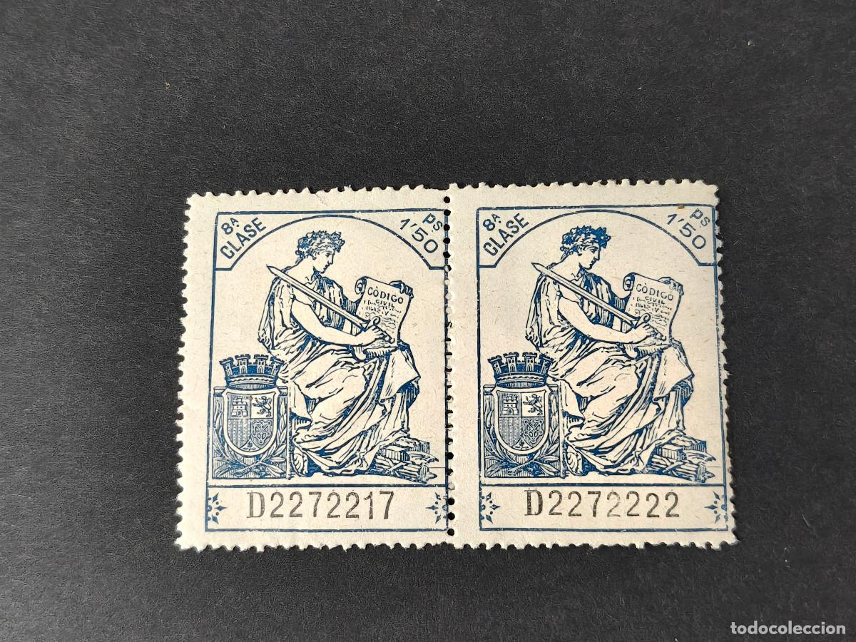 Sellos: Espa&ntilde;a 2 sellos republica 1.50 ptas 1932 timbre especial polizas para documentos edifil 627 nuevo*