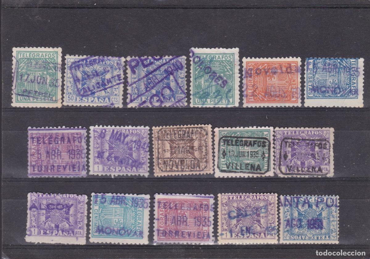 Sellos: FC-321- TELEGRAFOS x 16 Sellos BONITOS MATASELLOS Diferente Localidades ALICANTE