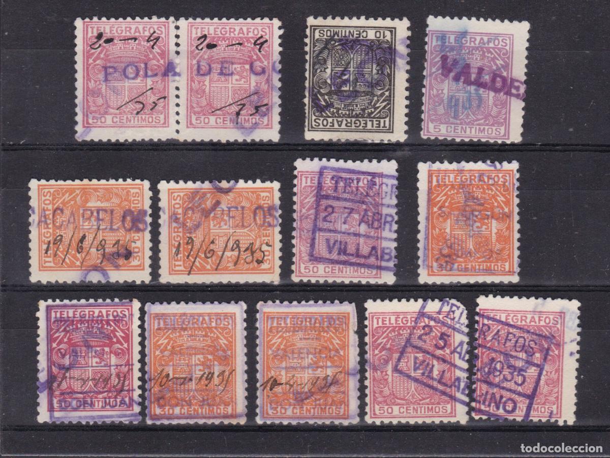 Sellos: FC-330- TELEGRAFOS x 13 Sellos BONITOS MATASELLOS Diferentes Localidades LEON