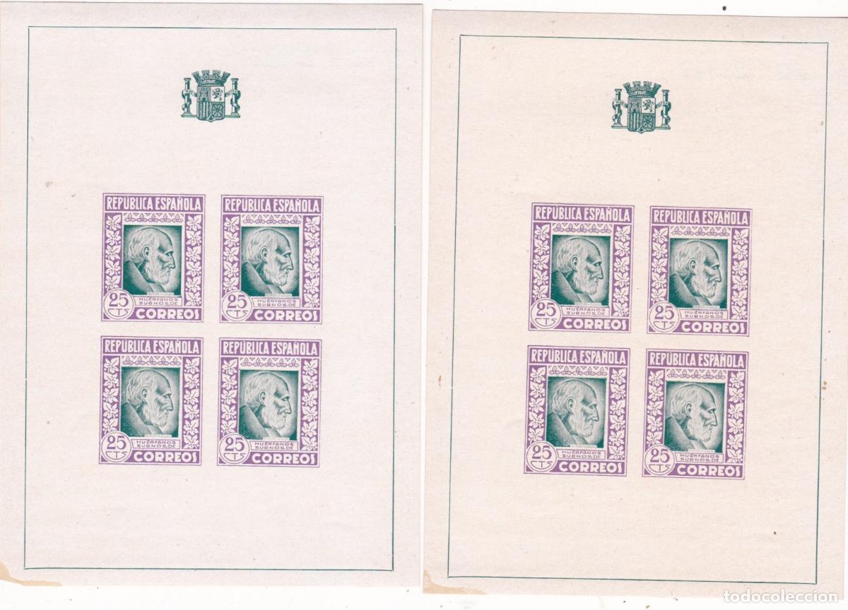 Sellos: AA35- REPUBLICA x 2 HOJITAS Ram&oacute;n y Cajal ** Sin Fijasellos . Perfectas