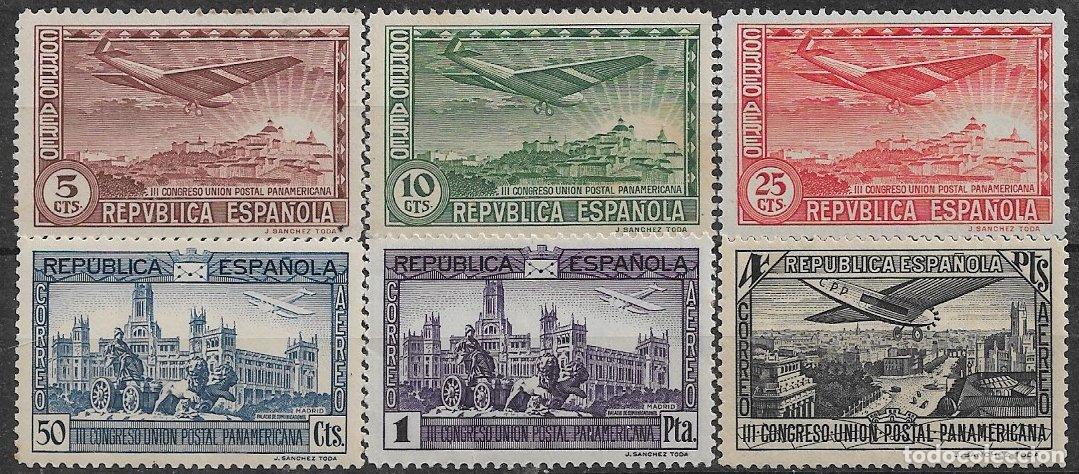 Sellos: 1931 Uni&oacute;n Panamericana, a&eacute;reos, EDIFIL n&ordm; 614 a 619 * * completa