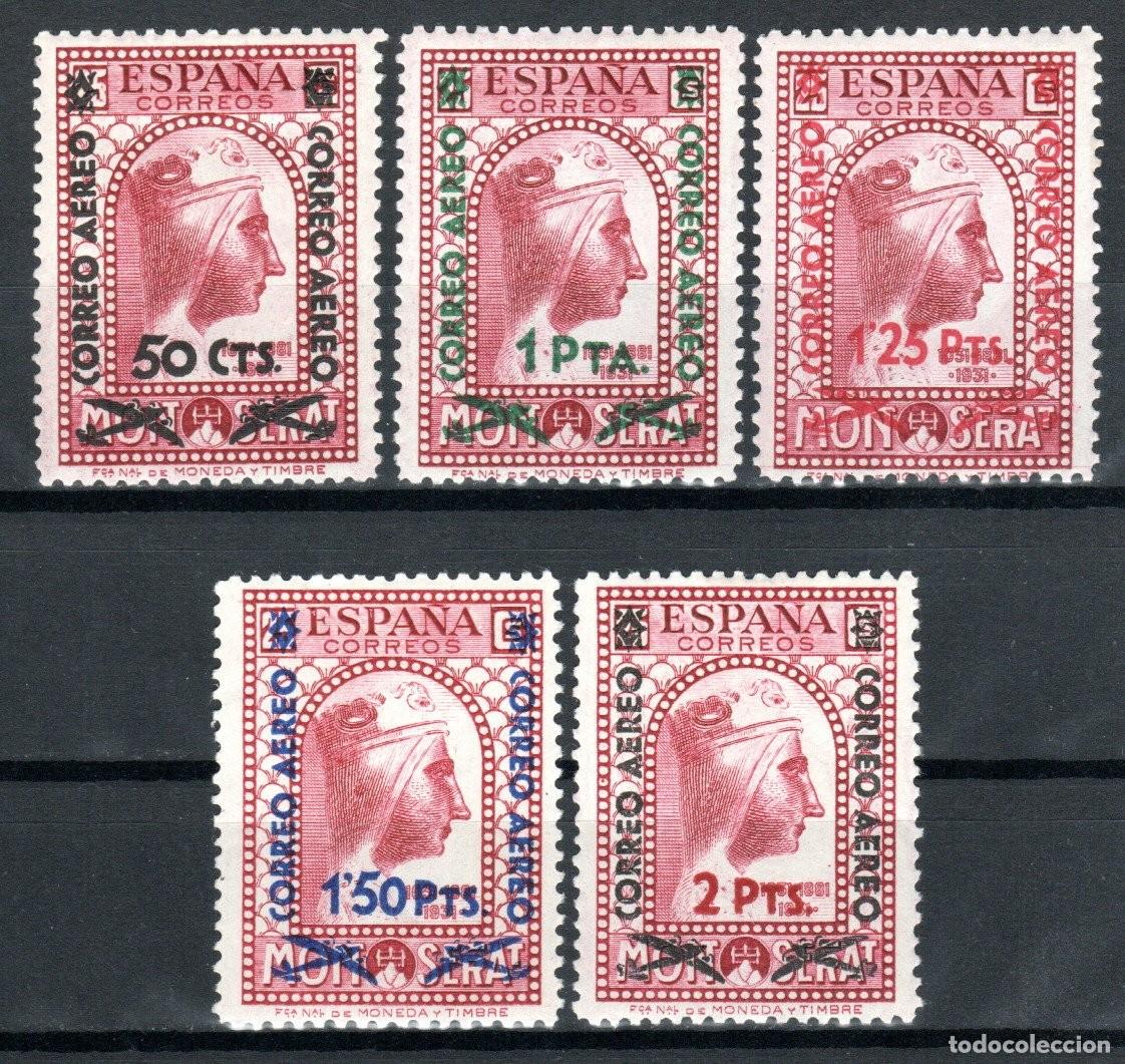 Sellos: EDIFIL 782-786 MONTSERRAT. HAB. CORREO A&Eacute;REO 1936. CENTRADO DE LUJO. VALOR CAT&Aacute;LOGO: 278 &euro;. MLH.