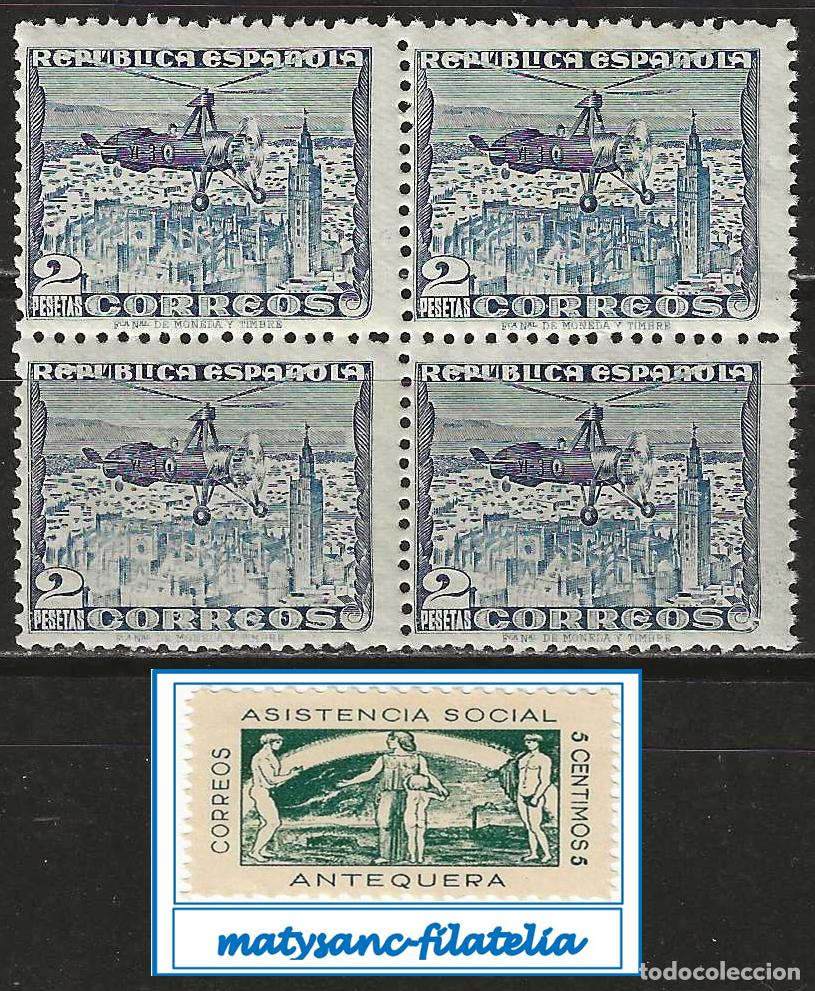Selos: ESPA&Ntilde;A 1938. EDIFIL 769. SERIE COMPLETA B 4 &rdquo;AUTOGIRO LA CIERVA&rdquo;. PAPEL AZULADO. MNH***