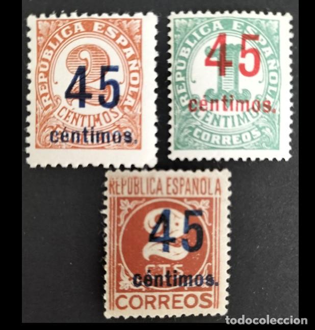 Sellos: Edifil 742-744 serie completa SIN FIJASELLOS MNH Espa&ntilde;a 1938 Cifras
