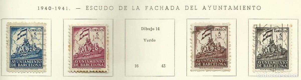 Sellos: ESPA&Ntilde;A 1940-1941 - AYUNTAMIENTO DE BARCELONA - FRONTISPICIO - EDIFIL 24-25-27-28 VER IMAGEN
