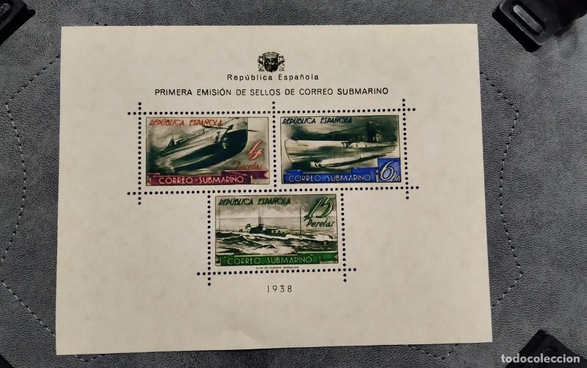 Sellos: ESPA&Ntilde;A-1938 II REPUBLICA EDIFIL 781 - HOJITA CORREO SUBMARINO MNH** - NUEVA CON GOMA