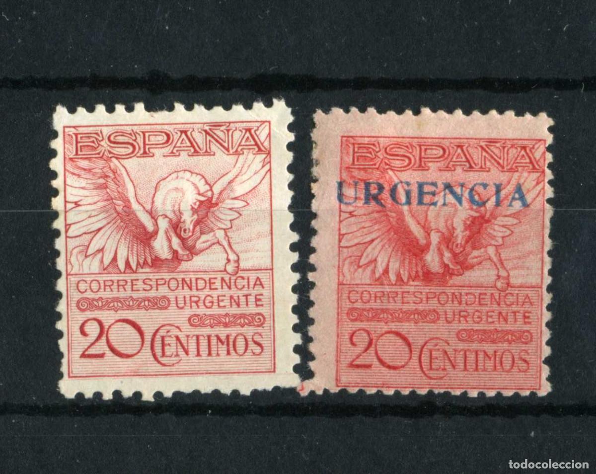 Sellos: XS- URGENCIA Lote de dos sellos MH* Pegaso