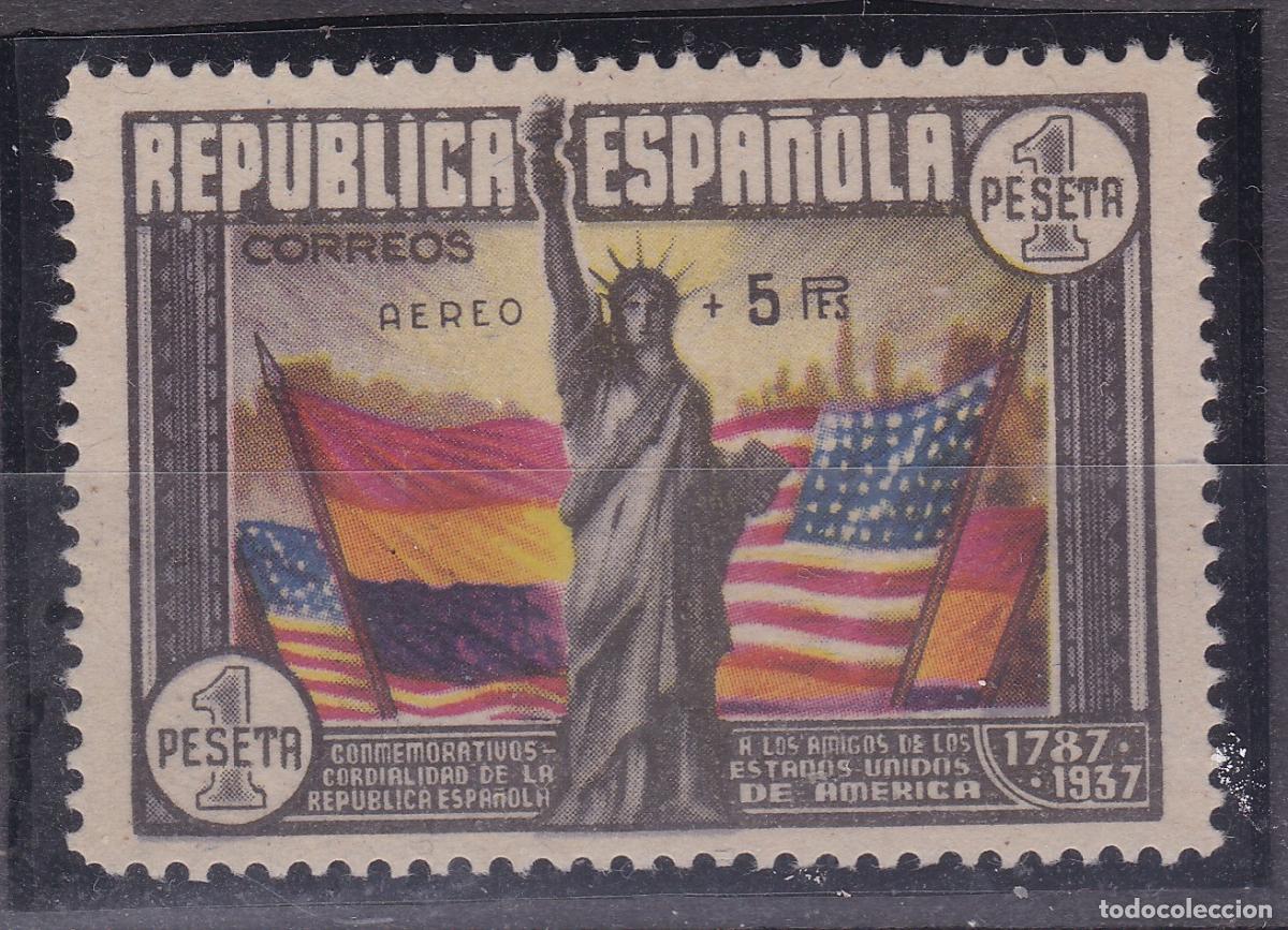 Sellos: FC -166- Constituci&oacute;n EE.UU A&eacute;reo Edifil 765 ** Sin Fijasellos . LUJO. Marquilla AFO