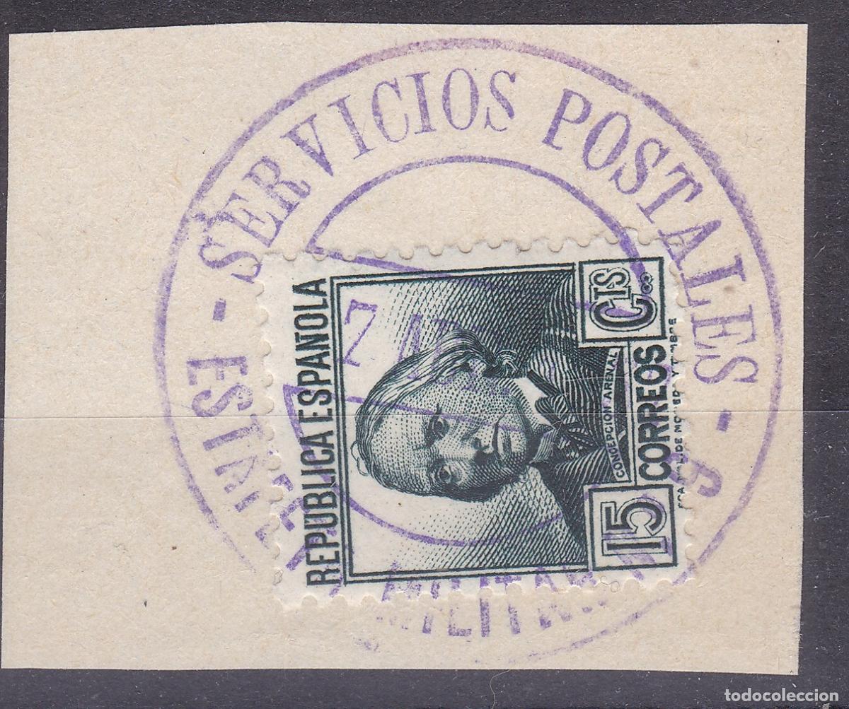Sellos: FC -166- Guerra Civil Matasellos SERVICIOS POSTALES ESTAFETA MILITAR N&ordm; 9. Fragmento