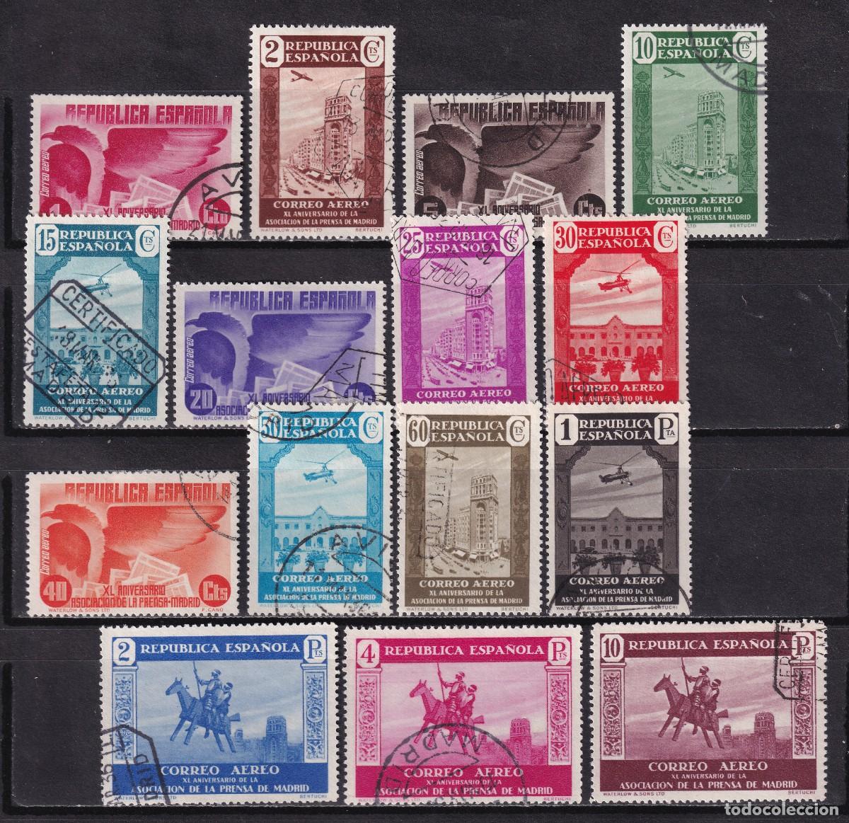 Timbres: 1936 REP&Uacute;BLICA ASOCIACI&Oacute;N PRENSA MADRID A&Eacute;REA USADA. VER