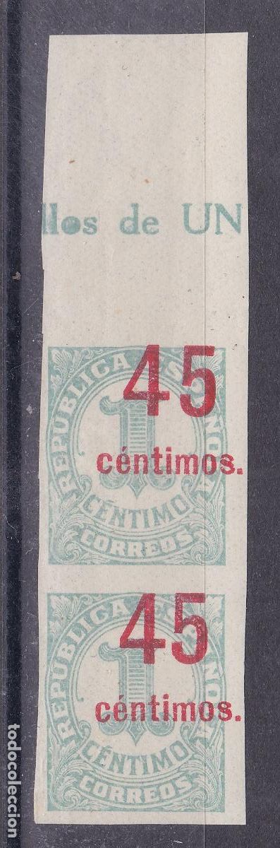Sellos: AA3-Cifra REPUBLICA Edifil 742s Pareja ** Sin Dentar , Sin Fijasellos . Sobrecarga Desplazada