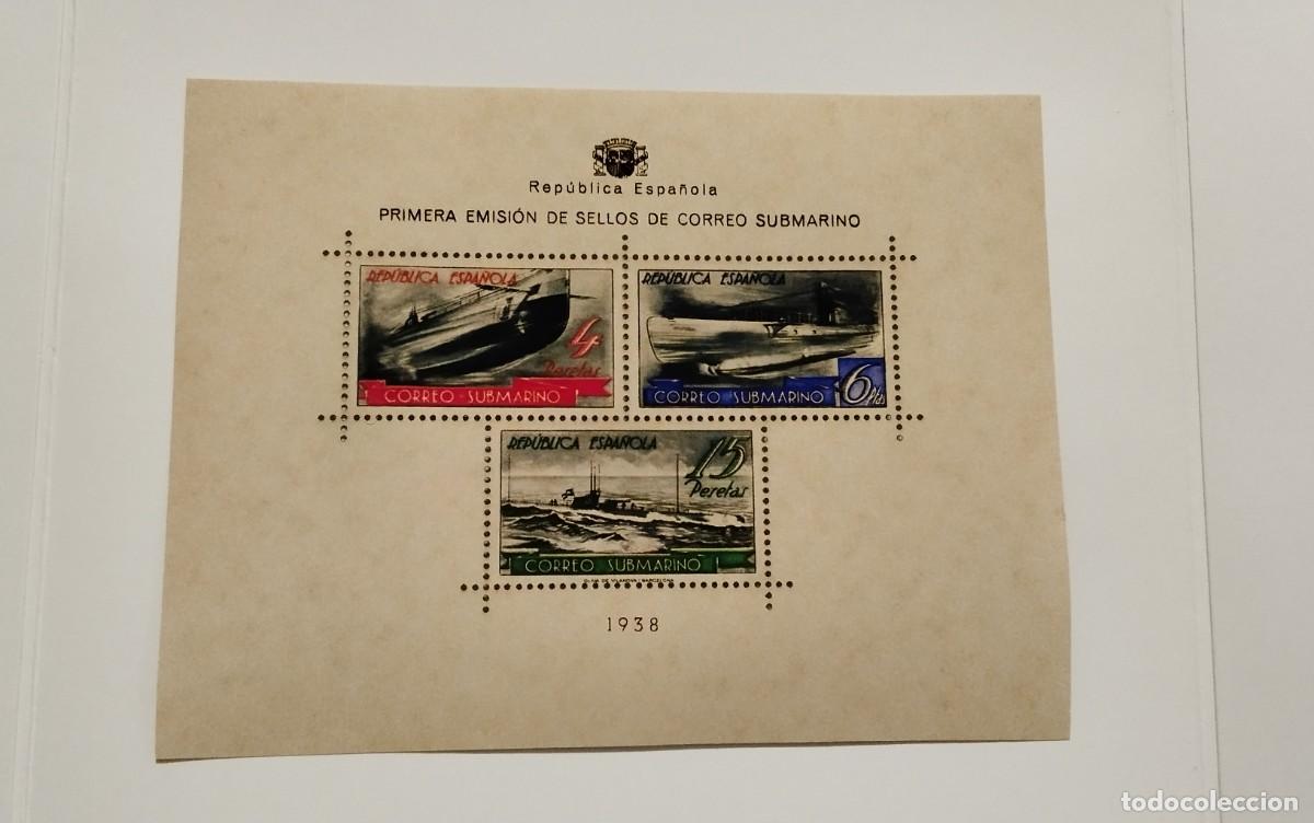 Sellos: ESPA&Ntilde;A-1938 II REPUBLICA EDIFIL 781 - HOJITA CORREO SUBMARINO - MNH** - NUEVA