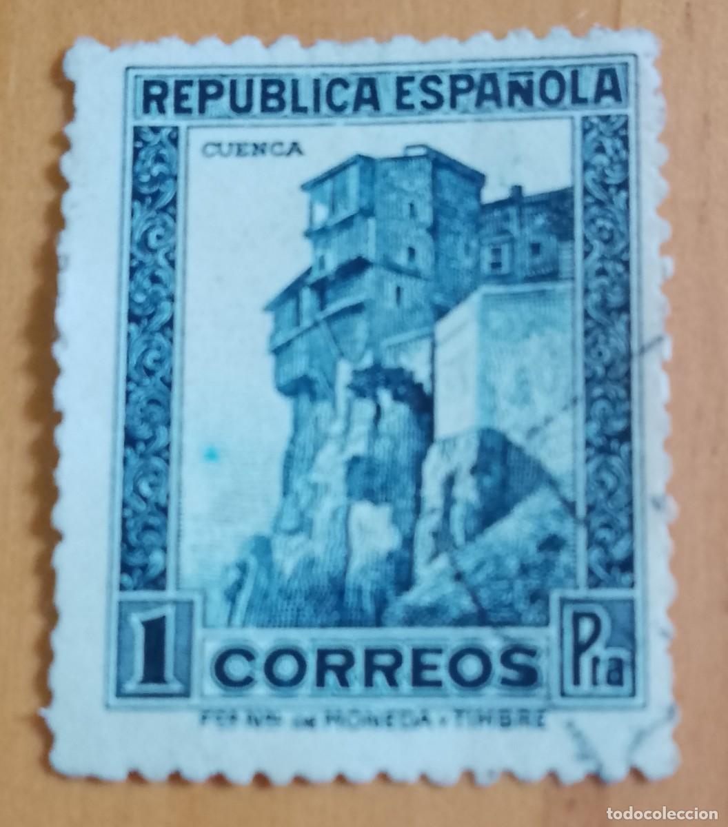Sellos: ESPA&Ntilde;A - V/F 1 PTA - A&Ntilde;O 1932 - EDIFIL 673 - CASAS COLGADAS DE CUENCAS