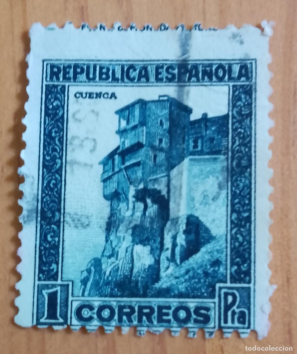 Sellos: ESPA&Ntilde;A - V/F 1 PTA - A&Ntilde;O 1932 - EDIFIL 673 - CASAS COLGADAS DE CUENCA