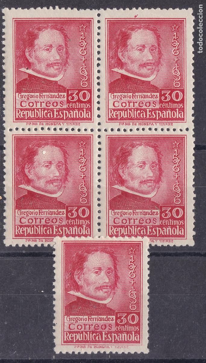 Sellos: FC-276-Rep&uacute;blica GREGORIO FERNANDEZ Edifil 726 x 5 Sellos ** Centrados . LUJO