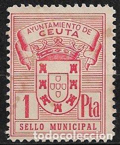 Sellos: Timbre Municipal, CEUTA 1 pta. rojo (*)