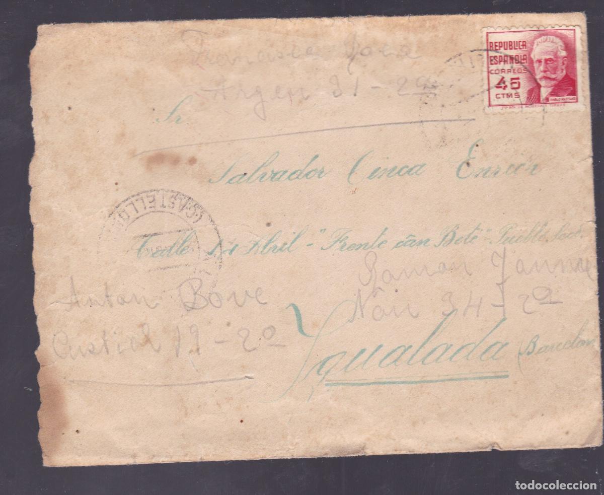 Sellos: F6-65-Carta 58 Brigada Mixta ALMAZORA - IGUALADA . 1938. Con Texto
