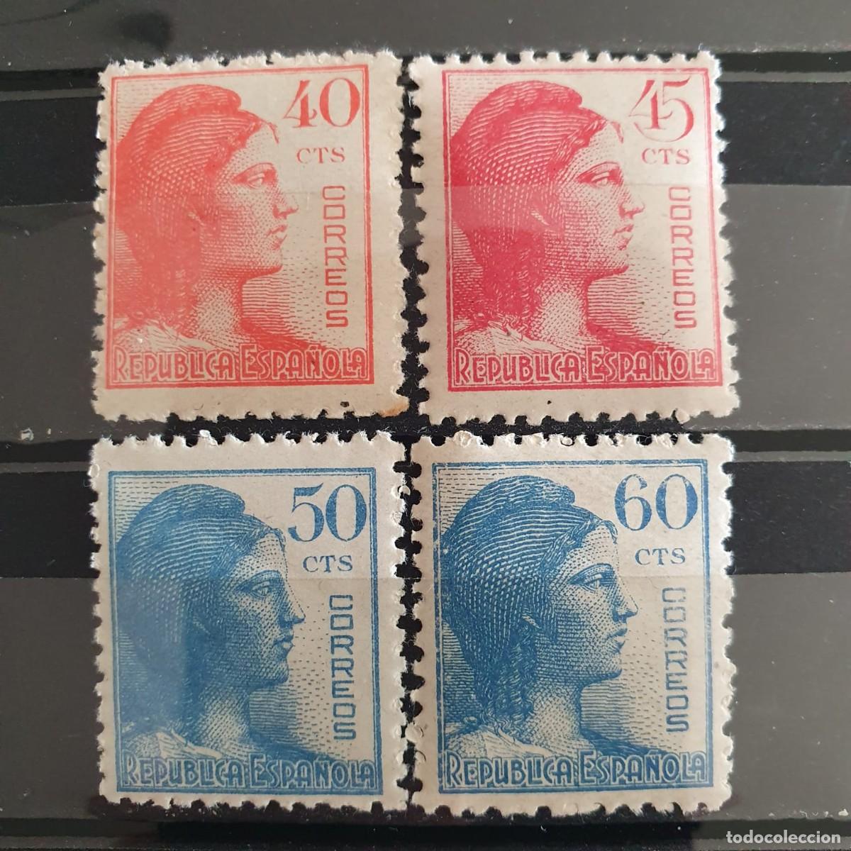Francobolli: SERIE COMPLETA EDIFIL 751 ** A 754 ** ALEGORIA REPUBLICA ESPA&Ntilde;A 1938