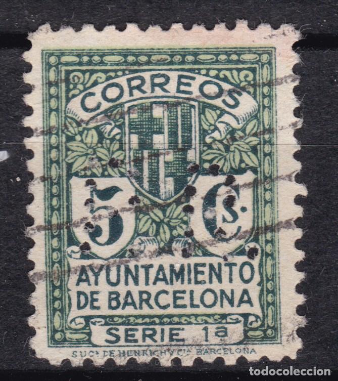 Sellos: AA3-Ayuntamiento BARCELONA Sello PERFORADO P.R. . Raro