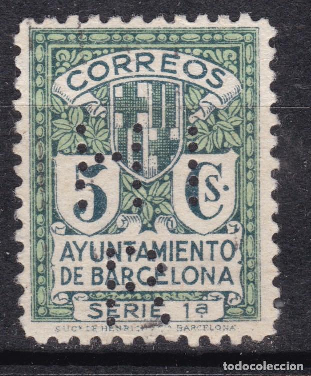Sellos: AA3-Ayuntamiento BARCELONA Sello PERFORADO HIR. . Raro