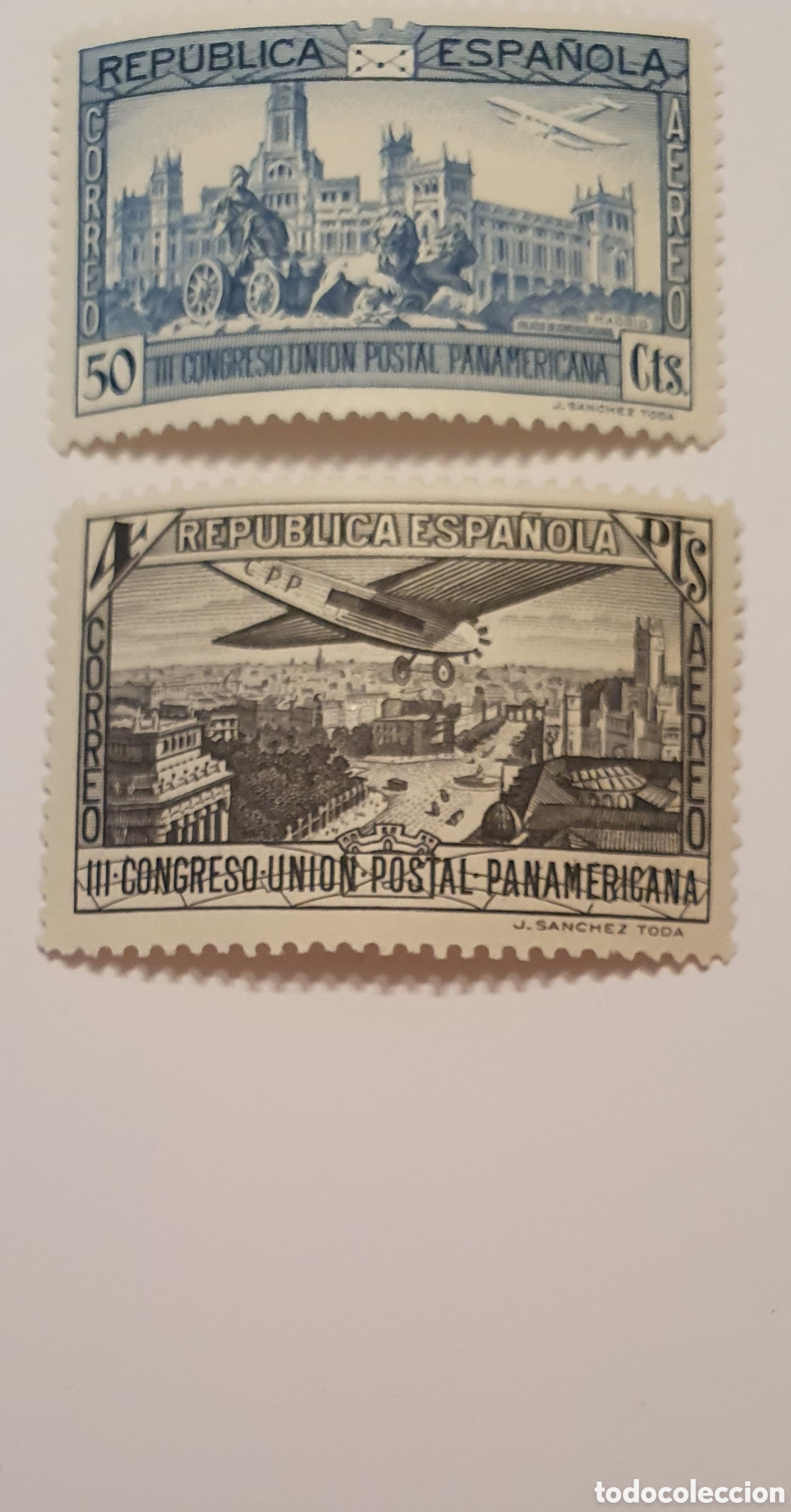 Timbres: Edifil 619 y 617. 4 pesetas y 50 c&eacute;ntimos, respectivamente