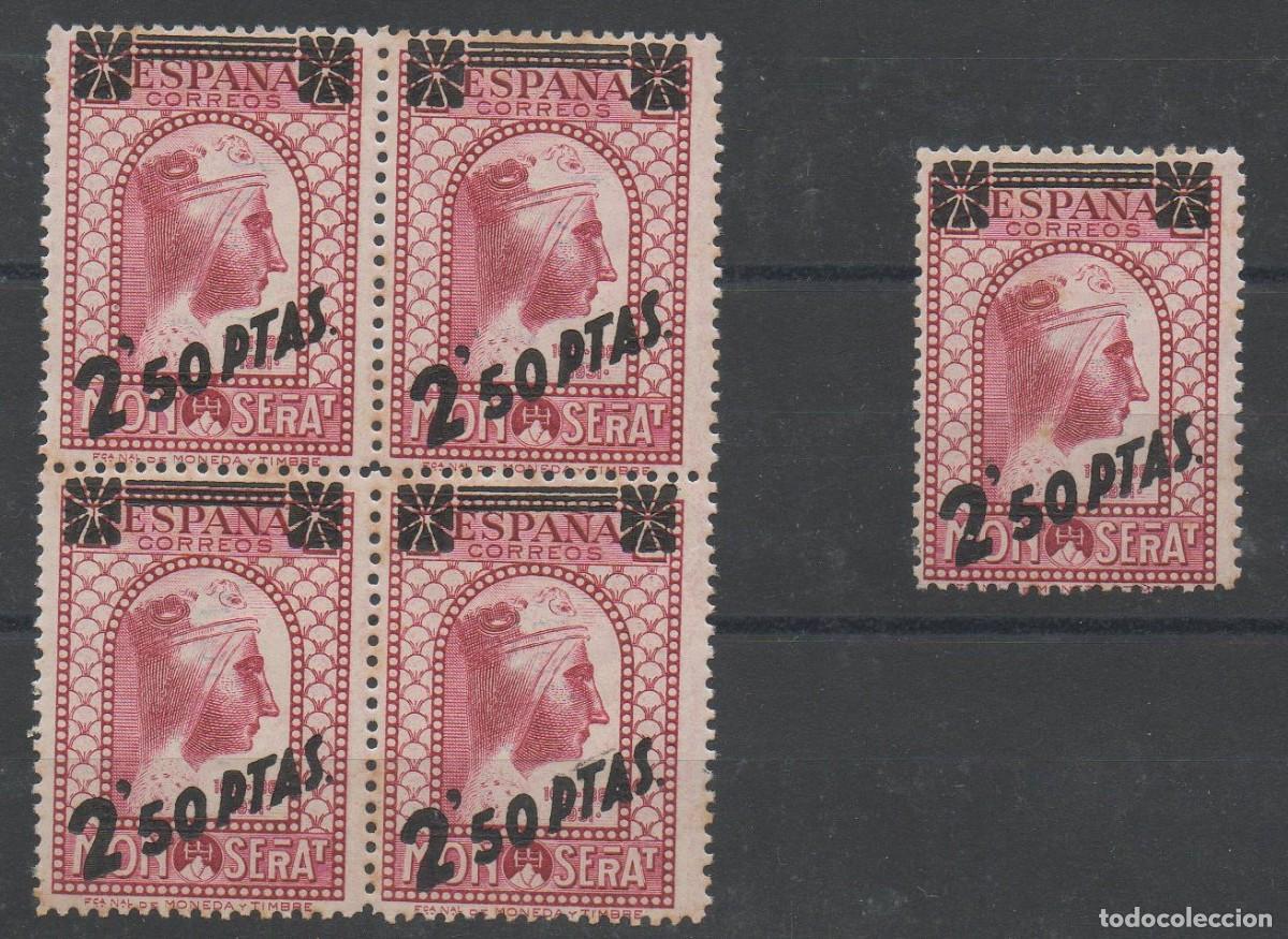 Stamps: Sellos de Espa&ntilde;a A&ntilde;o 1938 Virgen De Monserrat Sellos nuevos** en bloque de 4 + 1 N&ordm; Edifil 791