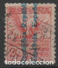 Sellos: Edifil 603 (A&Ntilde;O 1931) PEGASO, URGENTE, SOBRECARGADO REPUBLICA ESPA&Ntilde;OLA, USADO, EL DE LA FOTO