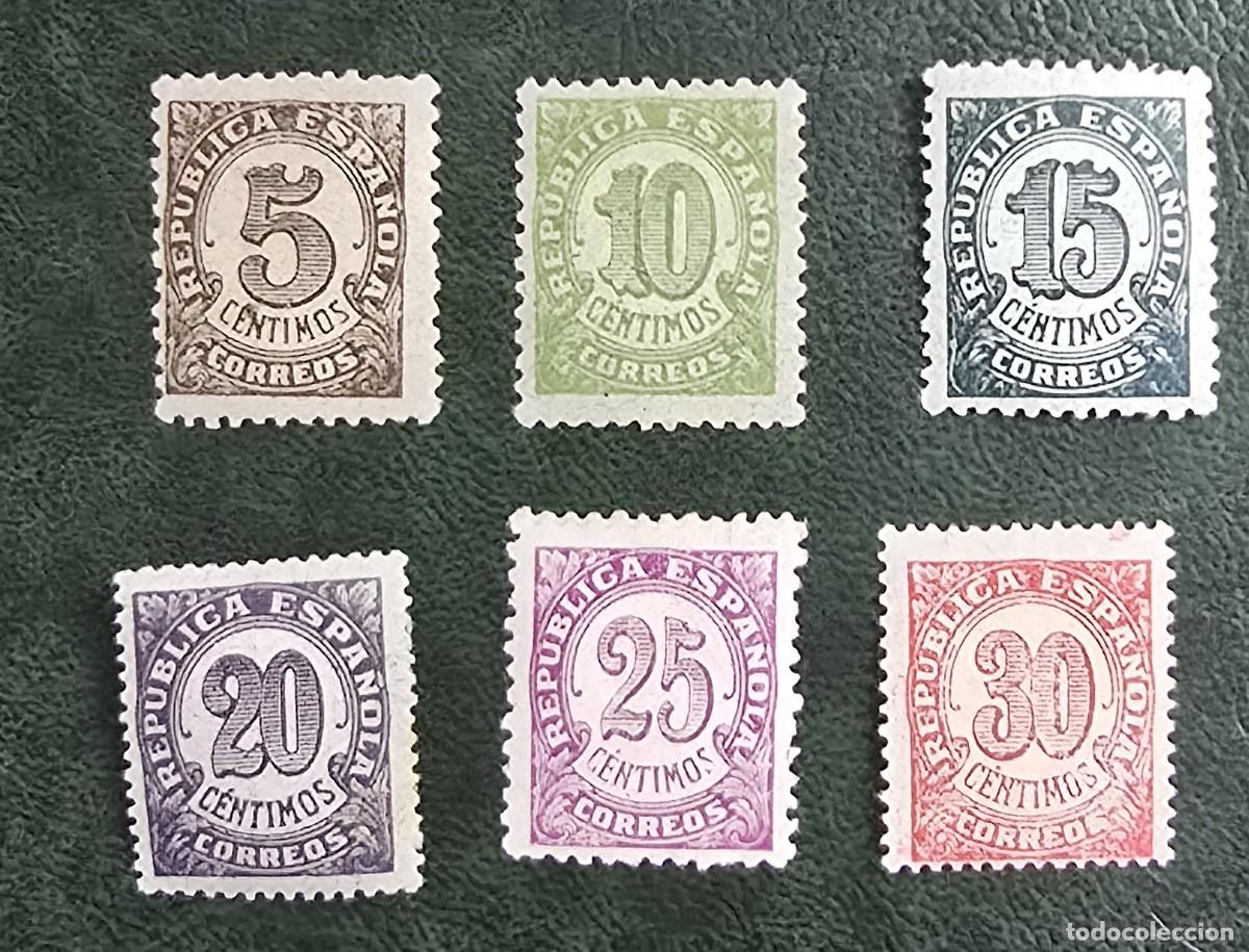 Timbres: 6 Sellos Rep&uacute;blica espa&ntilde;ola a&ntilde;o 1938, serie completa