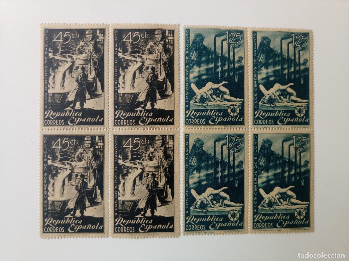 Sellos: Homenaje a los obreros de Sagunto En BL4 del a&ntilde;o 1938 Edifil 773/774 En nuevo**