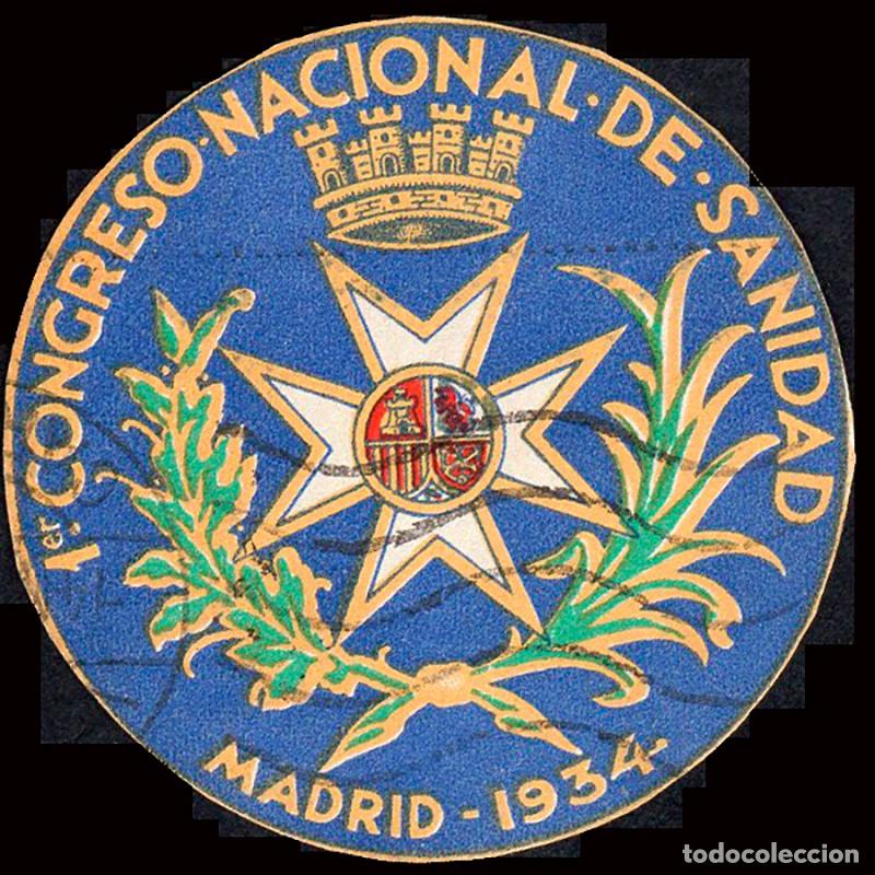 Sellos: Espa&ntilde;a - o Etiqueta &rdquo;Madrid 1934 - 1&ordm; Congreso Nacional de Sanidad&rdquo;