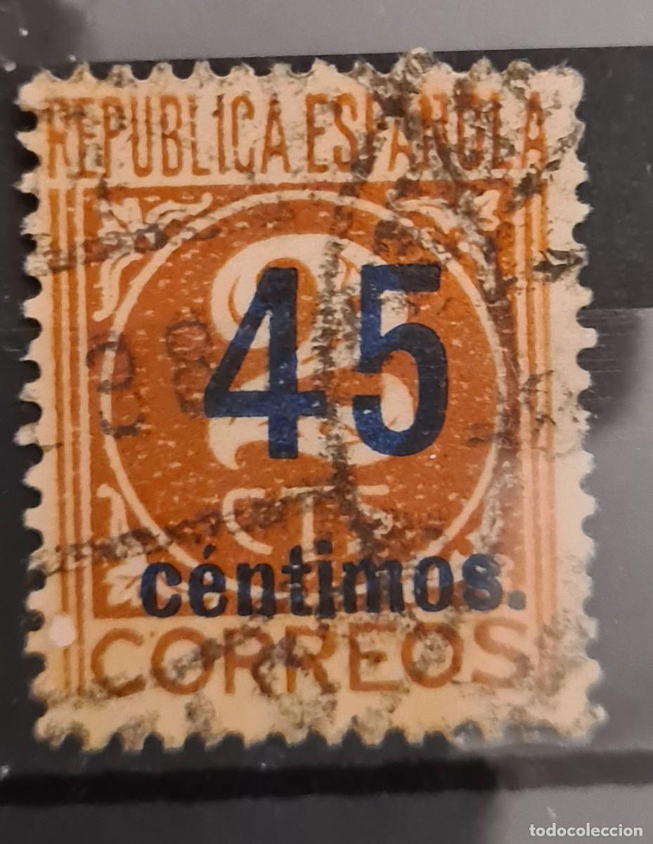 Sellos: Sello usado de Espa&ntilde;a 1938: sellos de 1931-33 sobrecargados
