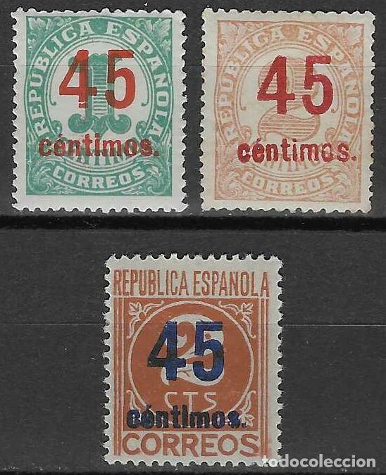 Sellos: EDIFIL 742-744 CIFRAS 1938. HABILITADOS CON NUEVO VALOR. VALOR CAT&Aacute;LOGO: 40 &euro;. MNH**(SALIDA: 0,01 &euro;)