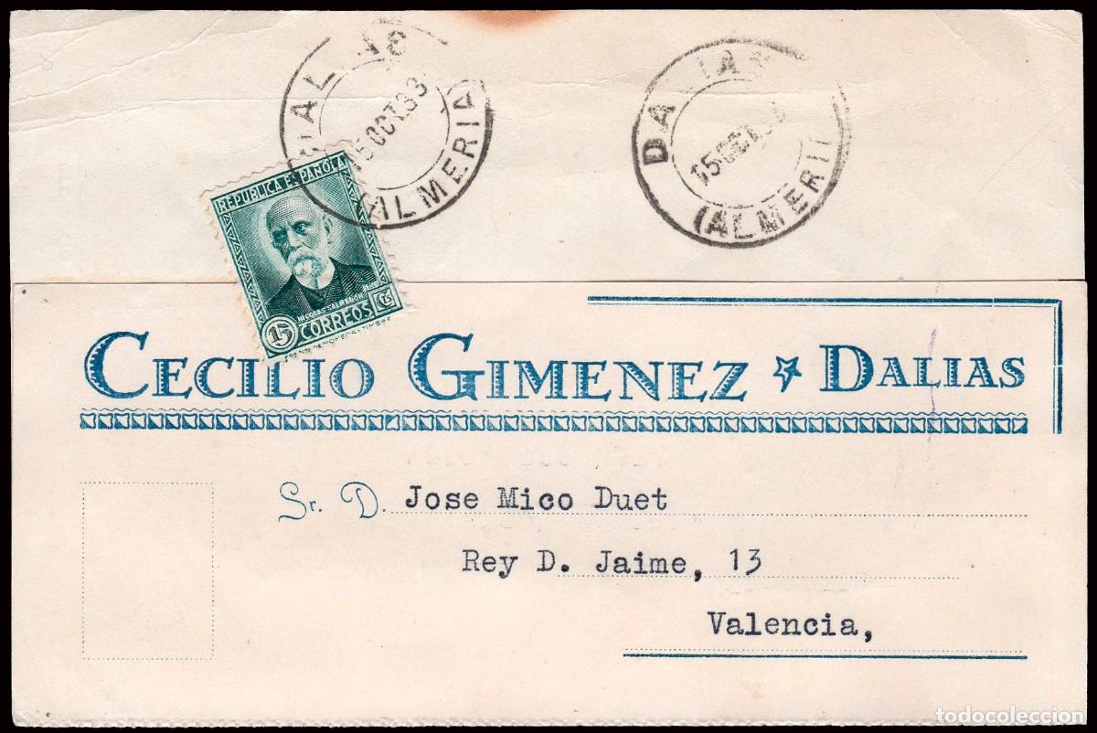 Sellos: Almer&iacute;a - Edi o TP 665 - Postal Mat &rdquo;Dalias 15/Oct./33&rdquo;