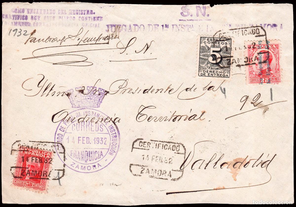 Sellos: Zamora - Edi o 592+598+669 - Frontal Mat &rdquo;Certificado 14/02/32 - Zamora&rdquo; + franquicia