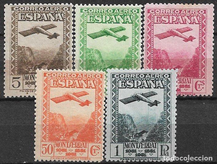 Sellos: Espa&ntilde;a. 1931 IX Centenario Fundaci&oacute;n de Montserrat, a&eacute;reos, EDIFIL n&ordm; 650 a 654 * *