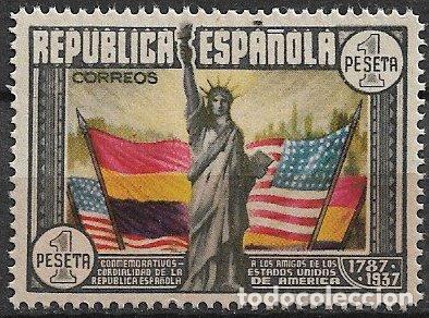 Sellos: Espa&ntilde;a. 1938 CL Aniv&ordm; Constituci&oacute;n EEUU, EDIFIL n&ordm; 763 * *
