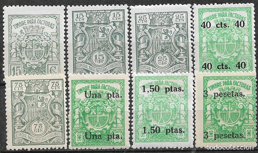 Sellos: Fiscales. 1932 Facturas y Recibos, EDIFIL n&ordm; 19 a 28 * * sin 22 ni 24
