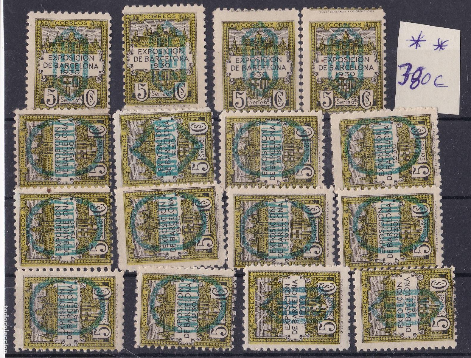 Sellos: FC-195- Ayuntamiento Barcelona Edifil NE6/NE8 x 16 Sellos Nuevos ** Sin Fijasellos +380 euros