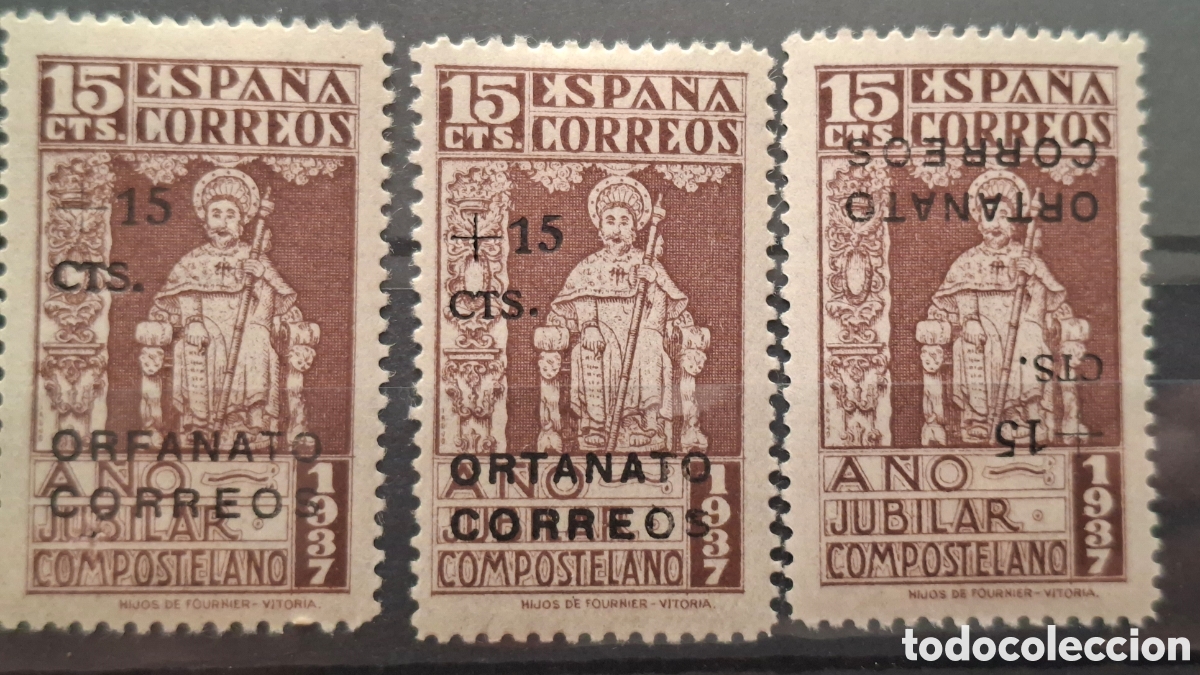 Sellos: Beneficencia 3 Sellos Horfanato de correos error Variedades no emitidos 1937
