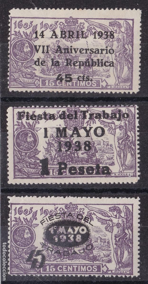 Sellos: FC-87-Aniversario Rep&uacute;blica y Fiesta del Trabajo Nuevos Edifil 755* y 761/62** . PERFECTOS