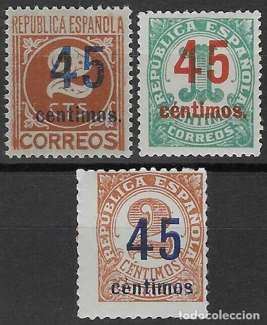 Sellos: EDIFIL 742-744 CIFRAS 1938. HABILITADOS CON NUEVO VALOR. VALOR CAT&Aacute;LOGO: 40 &euro;. MNH**
