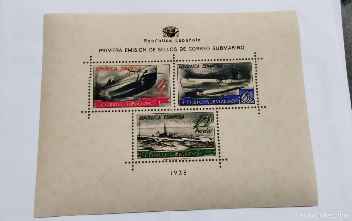 Selos: ESPA&Ntilde;A-1938 II REPUBLICA EDIFIL 781 - HOJITA CORREO SUBMARINO MNH** - NUEVA CON GOMA