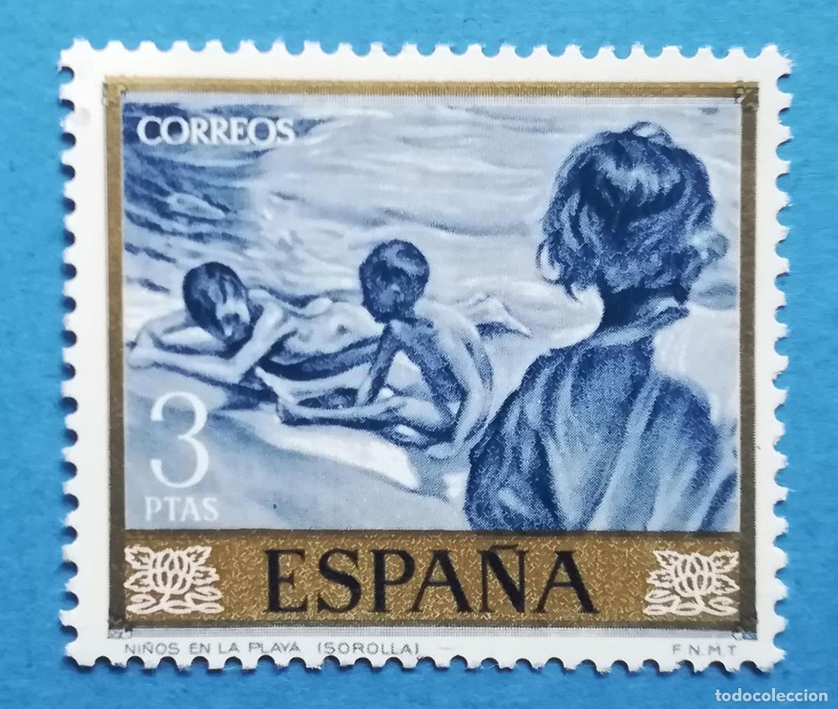 Sellos: Ni&ntilde;os en la playa (Joaqu&iacute;n Sorolla). Edifil 1573. Nuevo sin fijasellos.