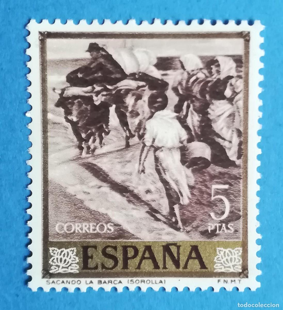 Sellos: Sacando la varca (Joaqu&iacute;n Sorolla). Edifil 1574. Nuevo sin fijasellos.
