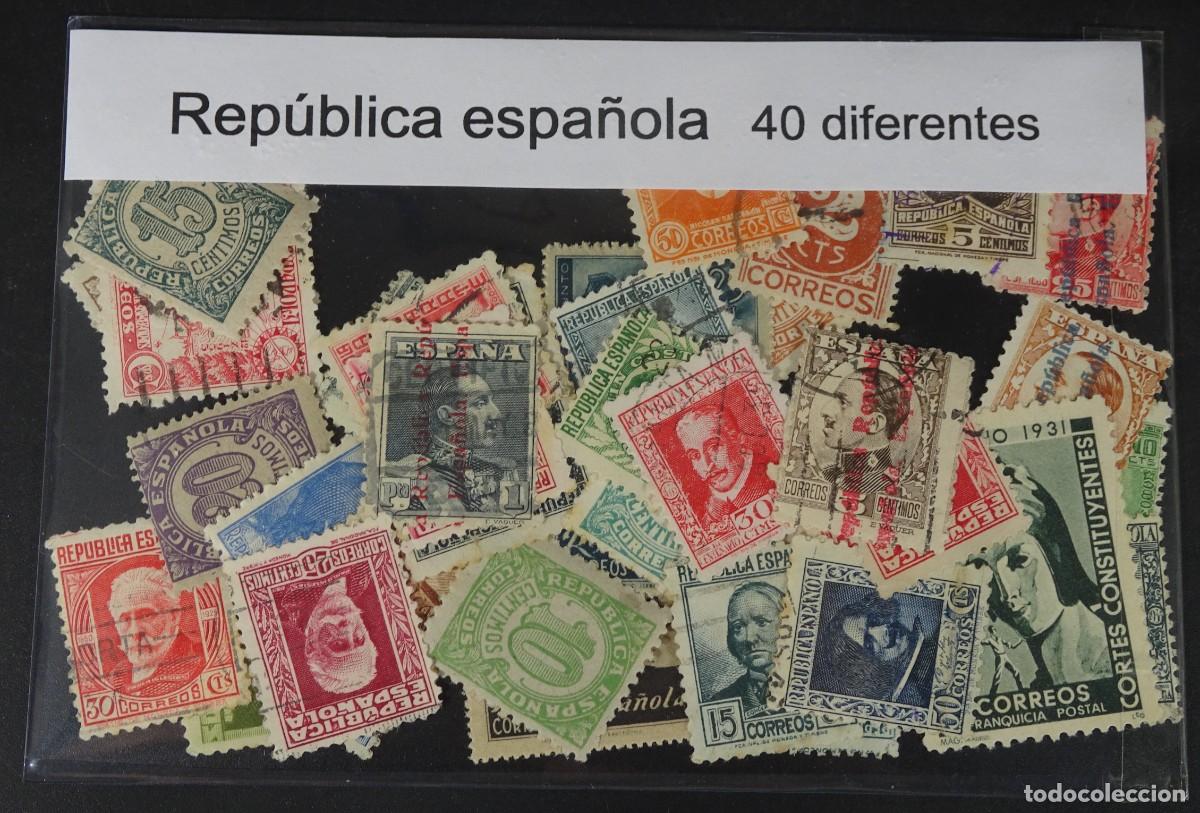Francobolli: LOTE DE 40 SELLOS REPUBLICA ESPA&Ntilde;OLA ,DIFERENTES, USADOS , VER FOTOS
